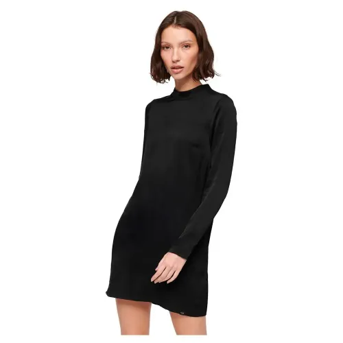 슈퍼드라이 Satin Mock Neck 긴팔 짧은 드레스 140256878