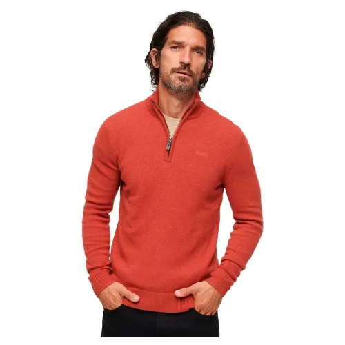 슈퍼드라이 Essential Embroidered Henley 하프 지퍼 스웨터 140370899