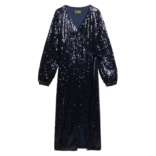슈퍼드라이 Sequin Wrap 긴팔 미디 드레스 141198232