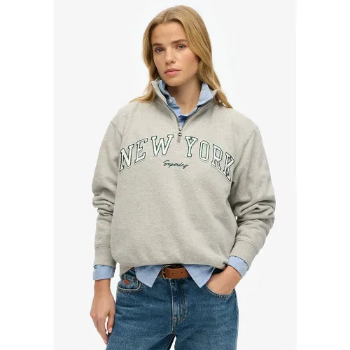 슈퍼드라이 Athletic Ess Applique 하프 지퍼 스웨터 141483567