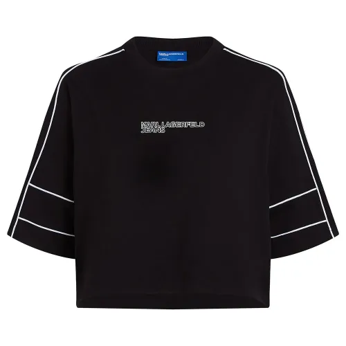 KARL LAGERFELD JEANS Relaxed Cropped Piping 반팔 티셔츠 141554506