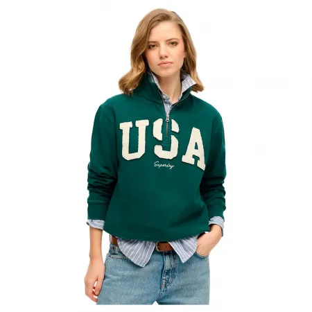 슈퍼드라이 Athletic Ess Applique 하프 지퍼 스웨터 141844933