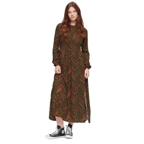 슈퍼드라이 Printed LS Smocked 긴 드레스 리퍼비쉬 141947283