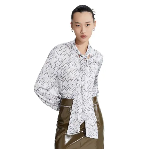 LILY Marble Printed Chiffon 반팔 셔츠 142161352