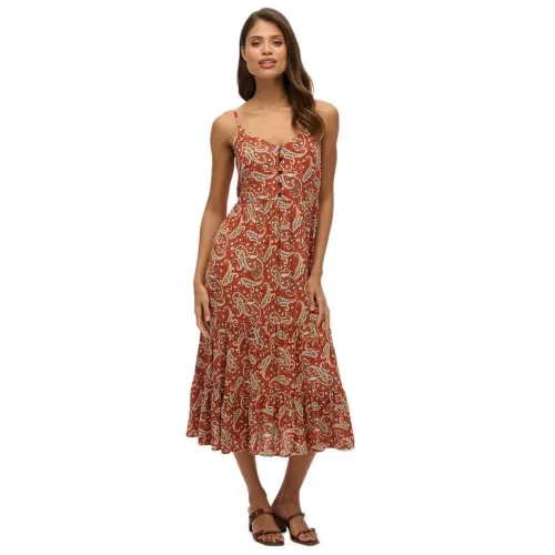 슈퍼드라이 Half Button Tiered 미디 원피스 142380859