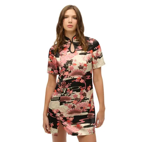 슈퍼드라이 Mandarin Jacquard 짧은 원피스 142380886