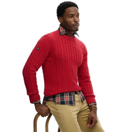 슈퍼드라이 Cotton Cable Knit Crew 스웨터 142576268