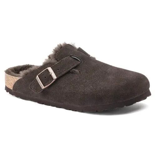 버켄스탁 보스턴 Shearling 스웨이드 레더 좁은 샌들 143322493