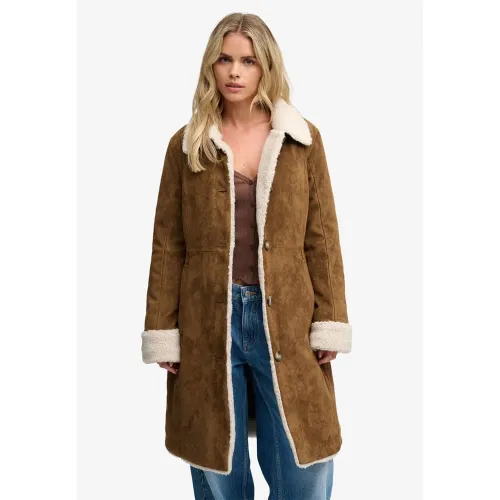 슈퍼드라이 Faux Shearling 롱라인 자켓 143323867