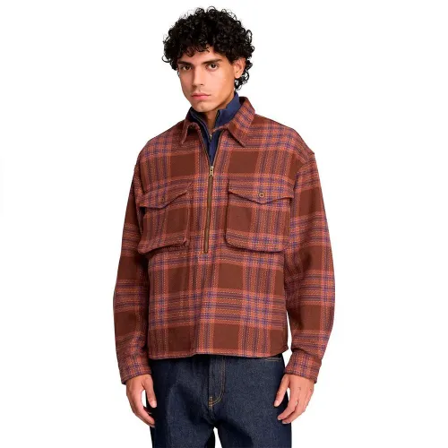 팀버랜드 Flannel 하우스 체크 1/4 Zip 오버shirt 긴팔 셔츠 143338971