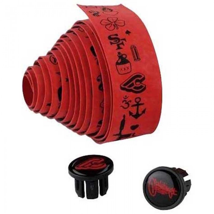 [해외]CINELLI Tape Mike Giant Velvet 핸들바 테이프 1136827941 Red / With Custom Plugs