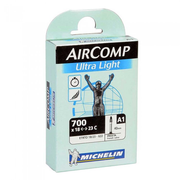 [해외]미쉐린 Aircomp Ultralight Presta 52 mm 내부 튜브 1136007200 Black