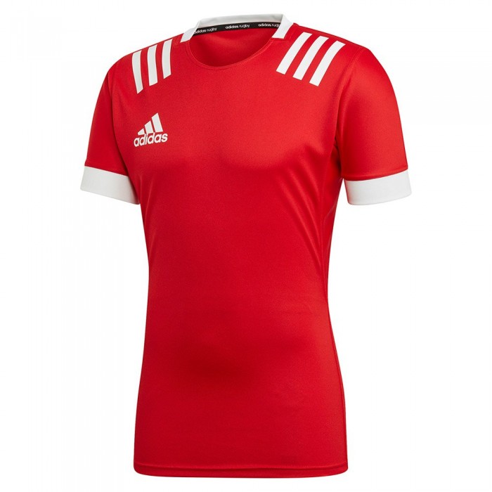 [해외]아디다스 3 Stripes Fitted Rugby 반팔 티셔츠 3137217342 Scarlett / White