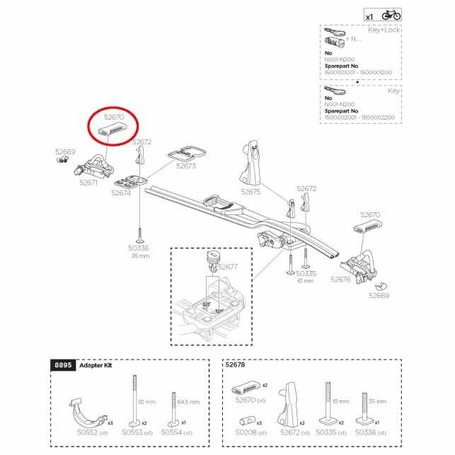 [해외]툴레 예비 부품 Rim Protector 52670 ProRide 598 1136934648 Black