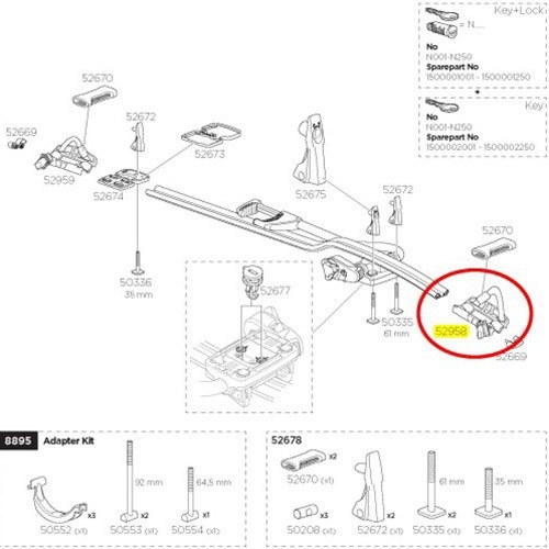 [해외]툴레 Front Wheel Support Proride 598 V18 예비 부품 1137099210 Black