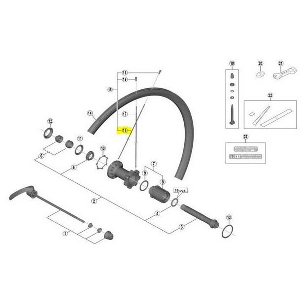 [해외]시마노 RS700 C30 Tubeless 뒷바퀴 왼쪽 스포크 1137149734 Grey