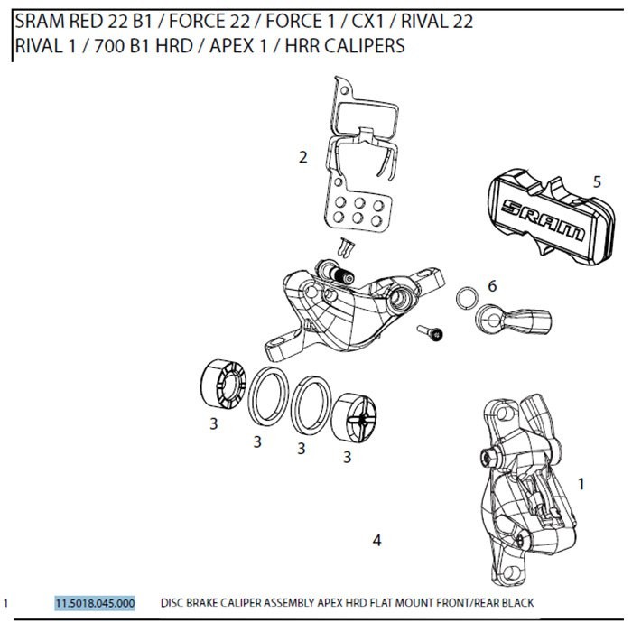 [해외]스램 Apex Hydraulic Flat Mount 디스크 브레이크 캘리퍼 1137076036 Black