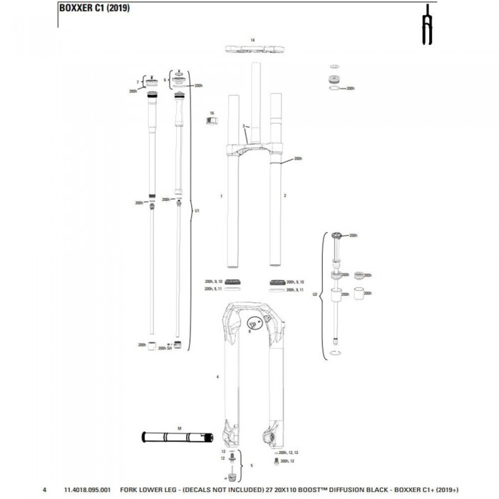 [해외]락샥 BoXXer C1 2019+ 27´´ Diffusion 포크의 아랫부분 1137383769 Black