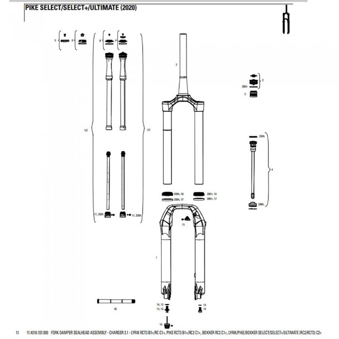 [해외]락샥 Lyrik/Pike/BoXXer 충격 흡수 장치용 Charger 2.1 Fork Damper Sealhead Assembly 1137383773 Black