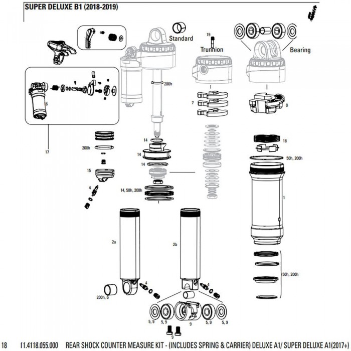 [해외]락샥 디럭스 A용 피스톤 실헤드 Rear Shock Air 1 2017+ 1137383789 Black