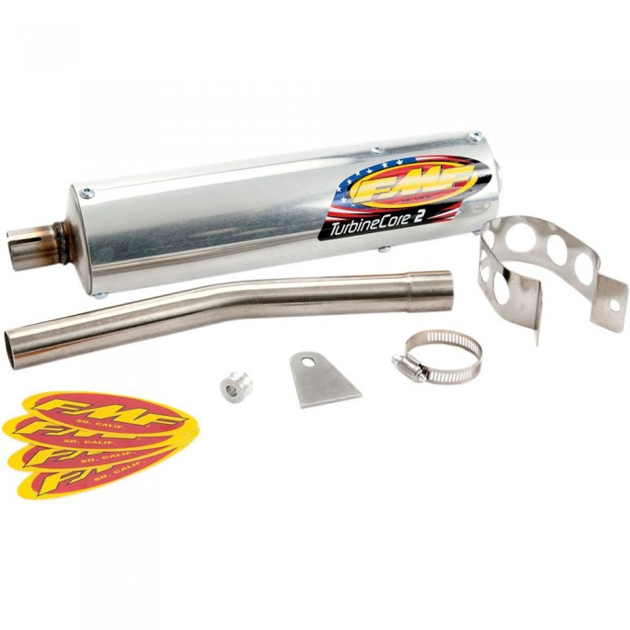 [해외]FMF TurbineCore 2 W/Spark Arrestor Anodized Universal 80-125CC 비승인 오토바이 머플러 9137524177 Silver