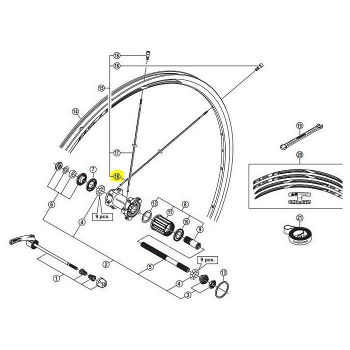 [해외]시마노 RS11 Rear Left 스포크 1137551973 Black