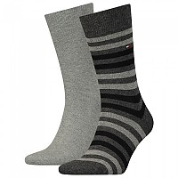 [해외]타미힐피거 Duo Stripe 양말 2 켤레 137553159 Middle Grey Melange