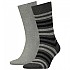 [해외]타미힐피거 Duo Stripe 양말 2 켤레 137553159 Middle Grey Melange