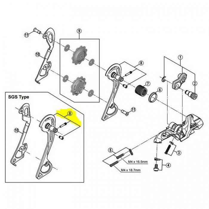 [해외]시마노 다리 XT M781 SGS 10s Exterior Pulley 캐리어 1137552153 Black