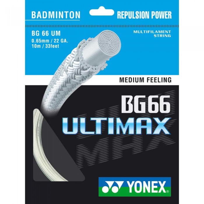 [해외]요넥스 배드민턴 싱글 스트링 BG 66 Ultimax 10 M 12137646544 Metalic White