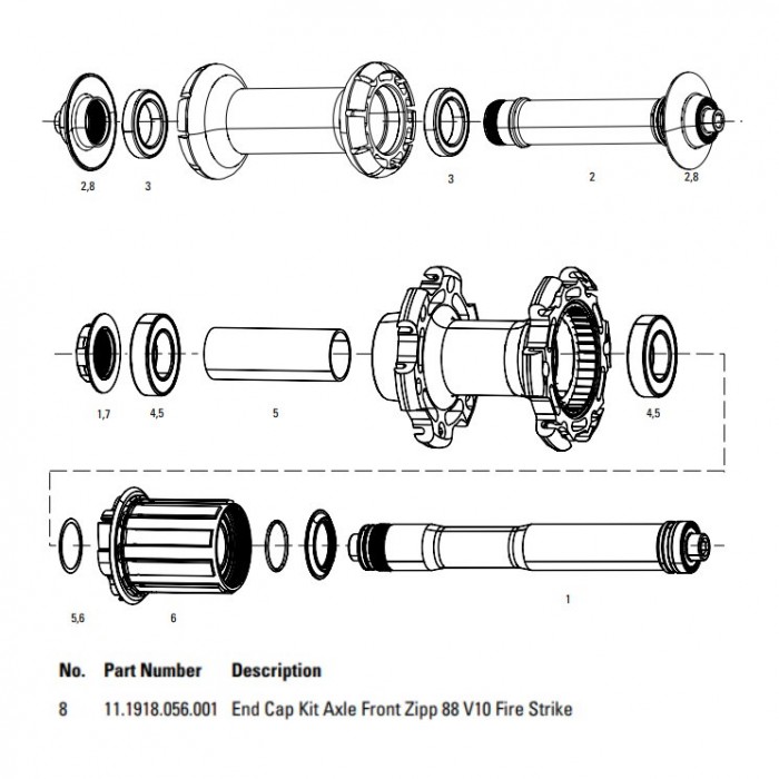 [해외]ZIPP 부싱 Axle Front 188 V10 Fire Strike End Cap Kit 1137746582 Black