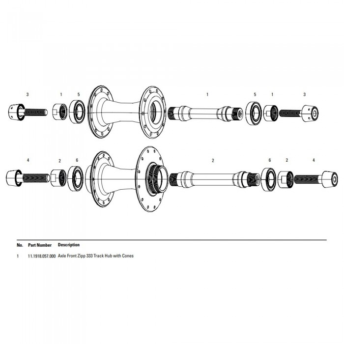 [해외]ZIPP 도끼 333 Track Hub With Cones Front Axle 1137746583 Black