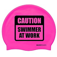 [해외]BUDDYSWIM 수영 모자 Caution Swimmer At Work Silicone 6136860758 Pink