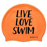 [해외]BUDDYSWIM 수영 모자 Live Love Swim Silicone 6136860762 Orange