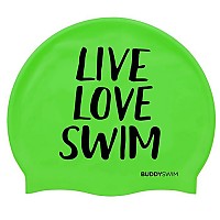 [해외]BUDDYSWIM 수영 모자 Live Love Swim Silicone 6136860765 Green