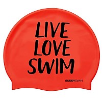 [해외]BUDDYSWIM 수영 모자 Live Love Swim Silicone 6136860767 Red