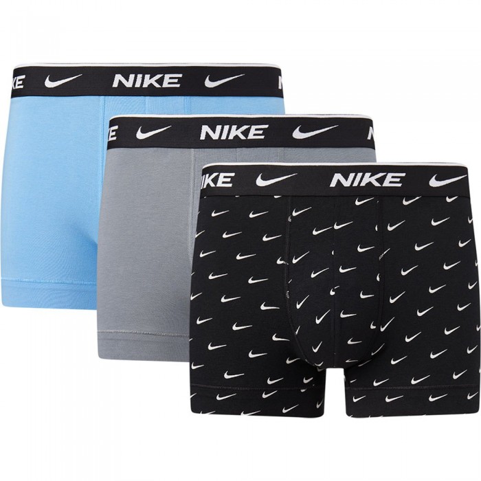 [해외]나이키 삼각팬티 3 단위 137496651 Black Swoosh Print / Cool Grey / University Blue