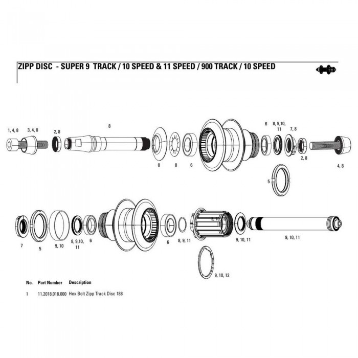 [해외]ZIPP Track Disc 188 Hext 볼트 1137780499 Silver