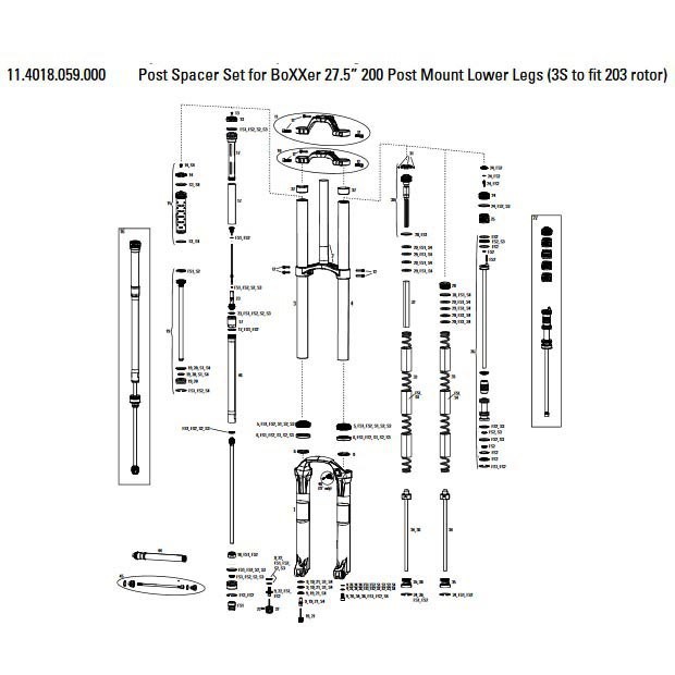 [해외]락샥 마운트 하부 다리 스페이서 세트 Boxxer 27.5´´ 200 Mm Post 1137782236 Black