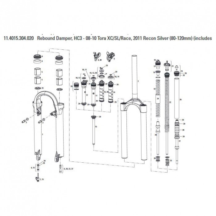 [해외]락샥 리바운드 댐퍼 Tora XC/SL/Race/HC3/Recon 80/120 Mm 1137782251 Silver