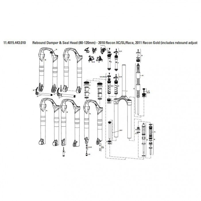 [해외]락샥 리바운드 댐퍼+실헤드 Recon XC/SL/Race 80/120 Mm 1137782265 Black