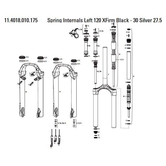 [해외]락샥 왼쪽 스프링 내부 30 Silver 27.5´´ 120 Mm X-Firm 1137782295 Black