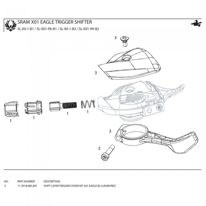 [해외]스램 커버 모자 X01 Eagle B2 Lunar/Red Shift Lever Trigger Cover Kit 1137670647 Black