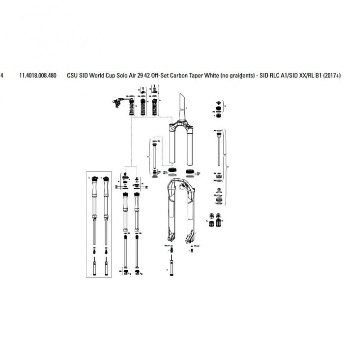 [해외]락샥 SID World Cup/RLC/XX/RL 29´´ 42 Offset Solo Air 카본 테이퍼 CSU 1137782417 White