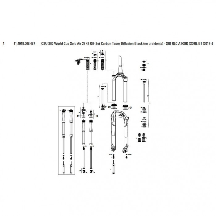 [해외]락샥 카본 테이퍼 CSU SID World Cup/RLC/XX/RL 27´´ 42 Offset Solo Air 1137782419 Diffusion Black