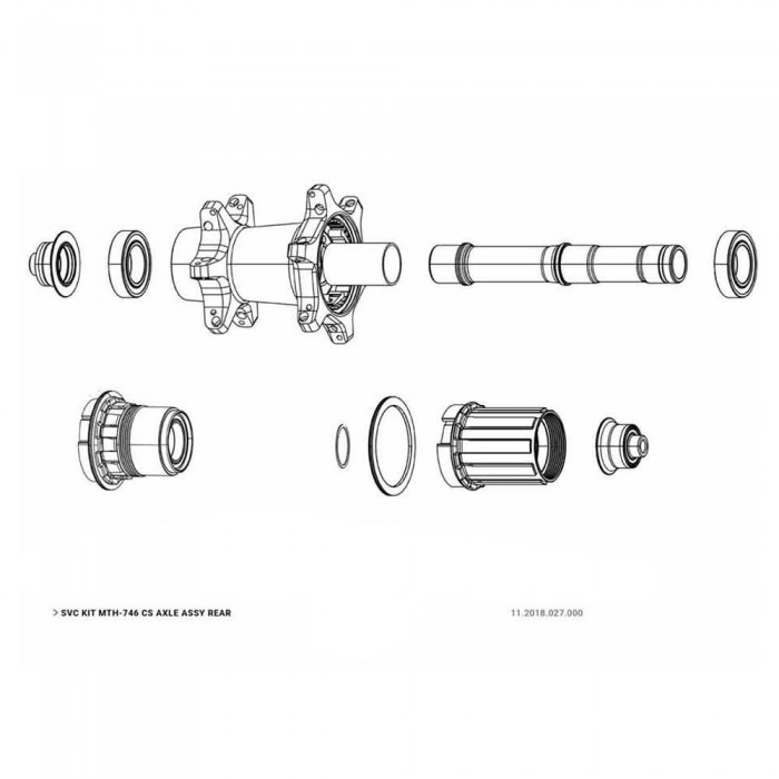 [해외]ZIPP 도끼 Rear Wheel Axle MTH 746 Cassette/Nuts/End Caps 1137670877 Silver