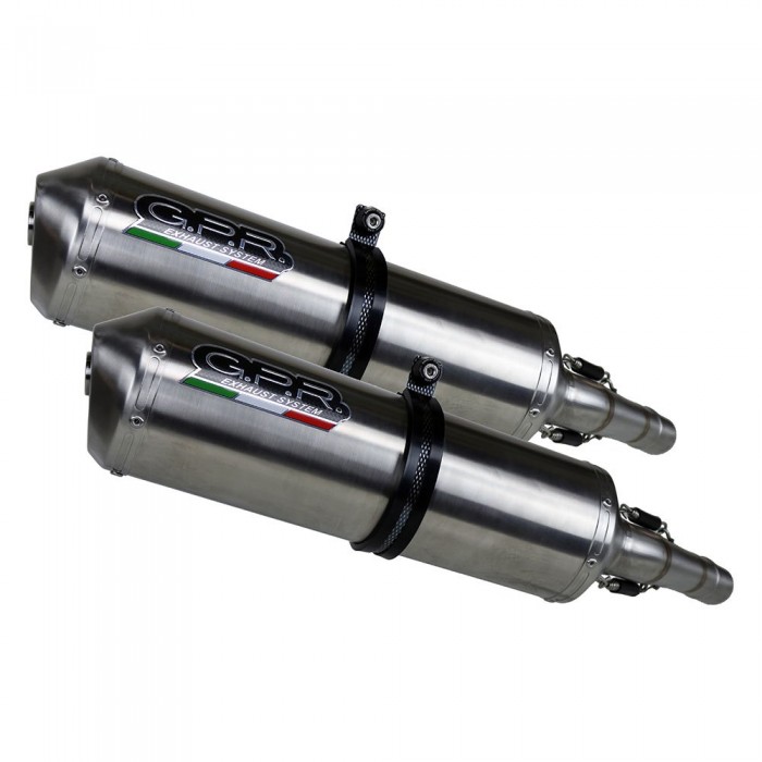 [해외]GPR EXHAUST SYSTEMS Satinox Dual Pegaso Strada 650 05-09 인증된 슬립온 머플러 9137884332 Satin Silver / Satin Silver