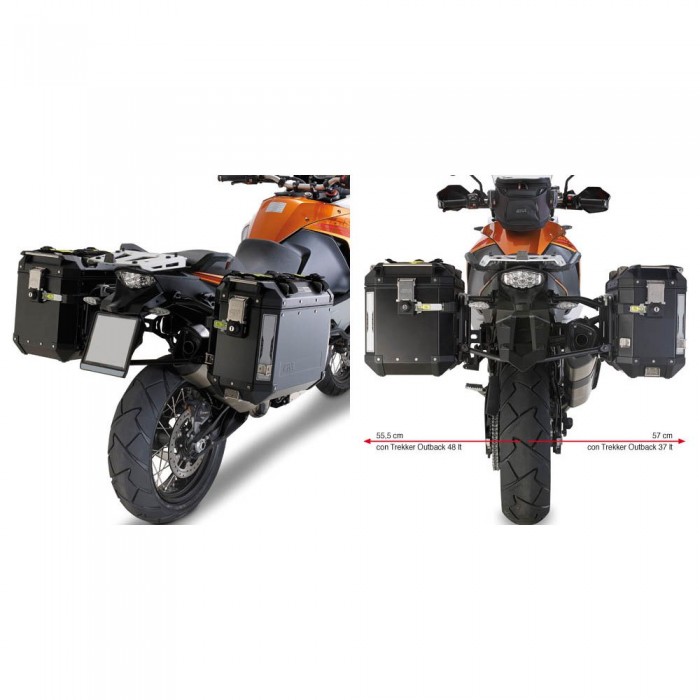 [해외]기비 Trekker Outback Monokey Cam KTM 1050/1090/1190 Adventure&1190 Adventure R&1290 Super Adventure/T/R/S 사이드 케이스 장착 9137999888 Black