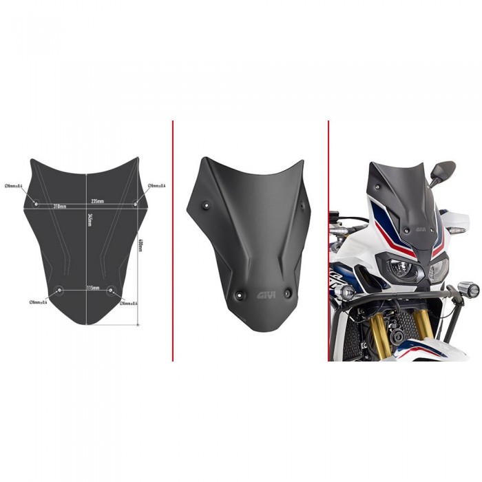 [해외]기비 D1144BO Low&Sports Honda CRF1000L Africa Twin/CRF1000L Africa Twin Adventure Sports 앞유리 9138008120 Matte Black