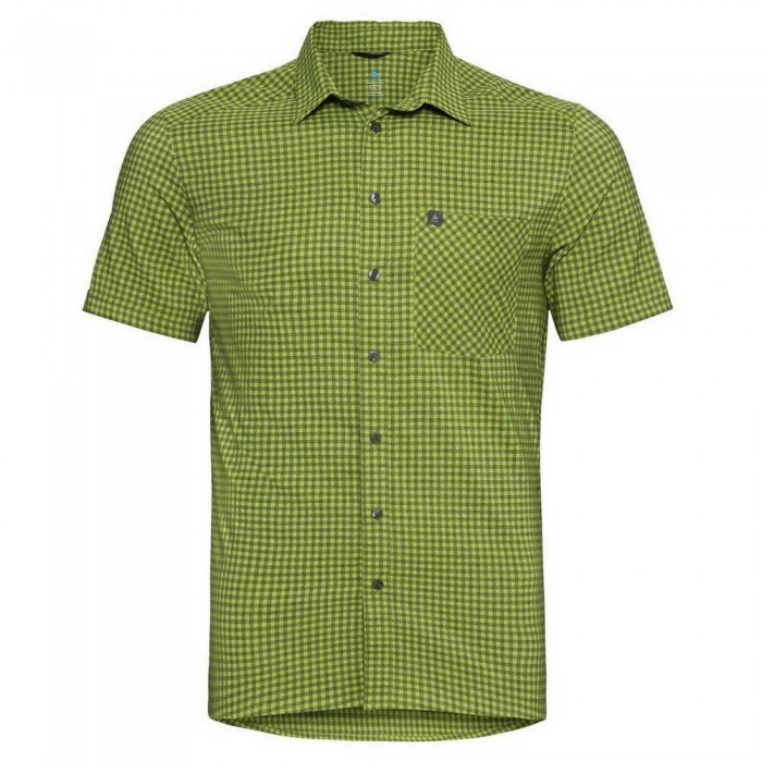 [해외]오들로 Chemise Mc Nikko Check 반팔 셔츠 4137970028 Macaw Green / Climbing Ivy